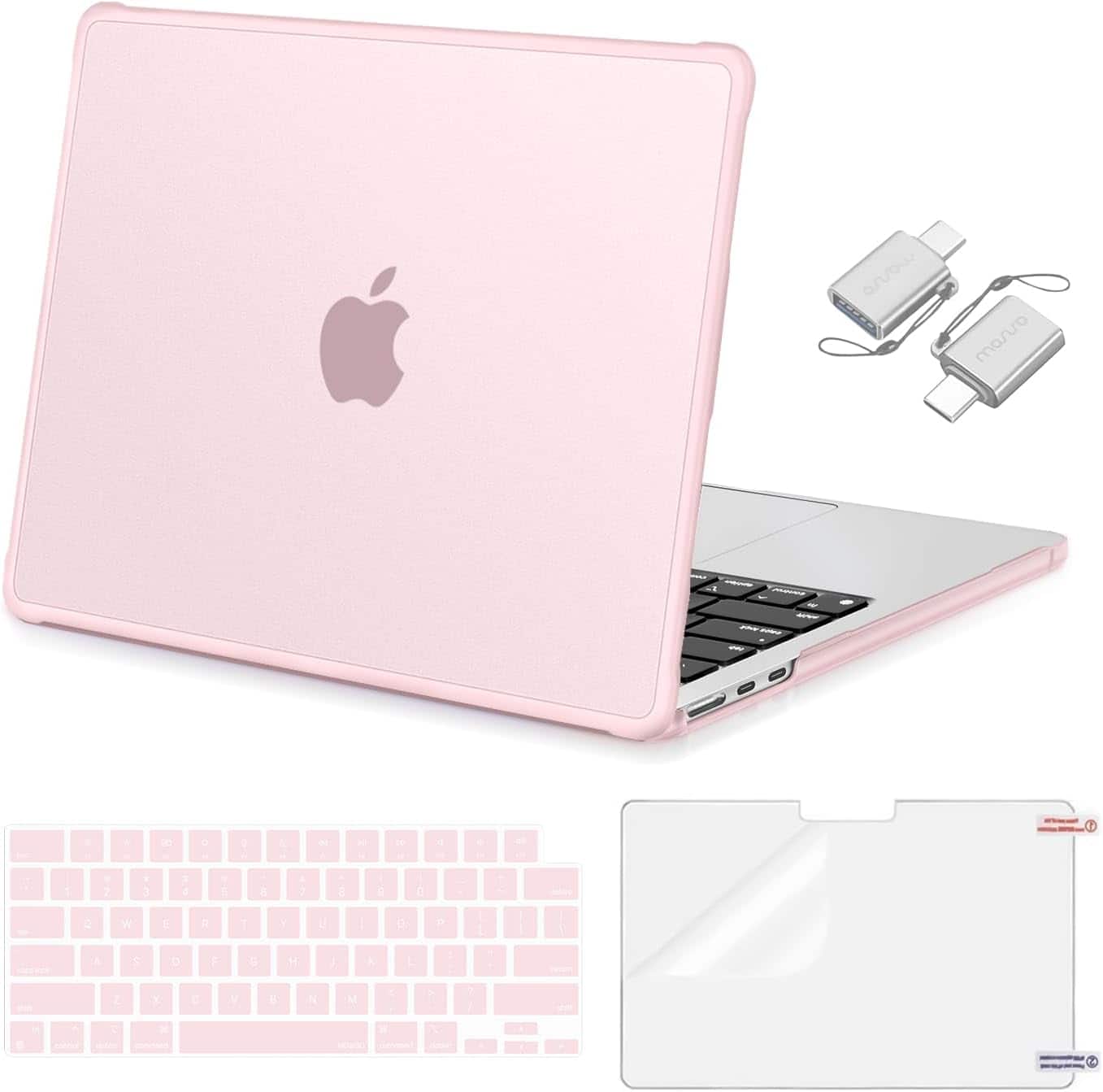 mosiso - Protective Hard Case Set for MacBook Air 13.6 inch M5 M4 M3 M2 2022-2026 with Keyboard Cover&Screen Protector&Type C - Pink