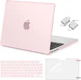 mosiso - Protective Hard Case Set for MacBook Air 13.6 inch M5 M4 M3 M2 2022-2026 with Keyboard Cover&Screen Protector&Type C - Pink