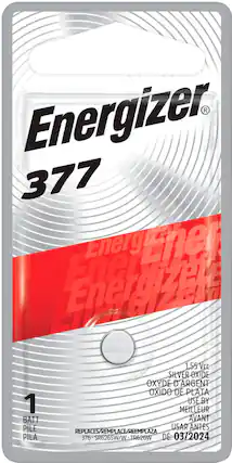 Front. Energizer - 377 Batteries (1 Pack), Silver Oxide Button Cell Batteries - Silver.