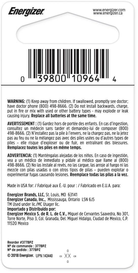 Alt View 1. Energizer - 377 Batteries (1 Pack), Silver Oxide Button Cell Batteries - Silver.