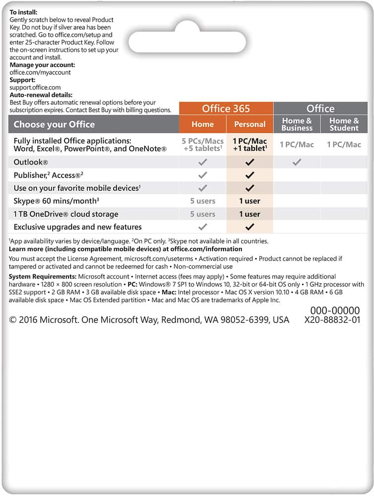 Alt View 11. Microsoft - Microsoft 365 Personal, 1-year subscription, 1 PC/Mac (Product Key Card) - White.