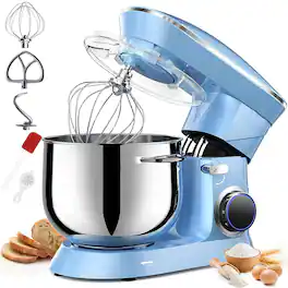 GlowWise - 9.5QT 660W Stand Mixer, 10-Speed Tilt-Head with Stainless Steel Bowl & Dishwasher-Safe Attachments - Blue