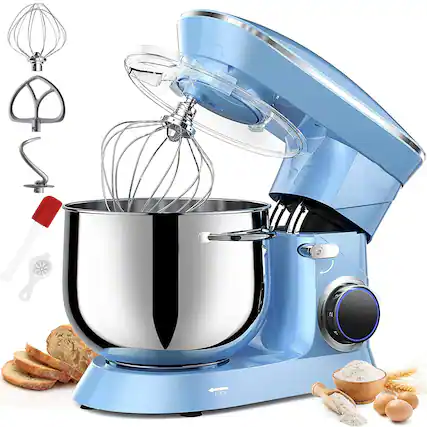 Front. GlowWise - 9.5QT 660W Stand Mixer, 10-Speed Tilt-Head with Stainless Steel Bowl & Dishwasher-Safe Attachments (Blue) - Blue.
