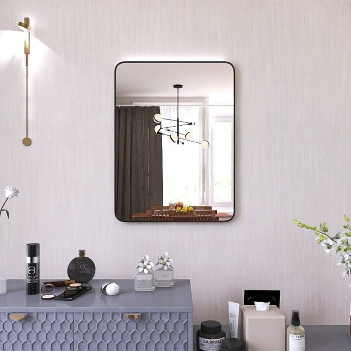 Alt View 8. BreeBe - 24 x 32 Inch Bathroom Mirror Black Aluminum Frame - Black.