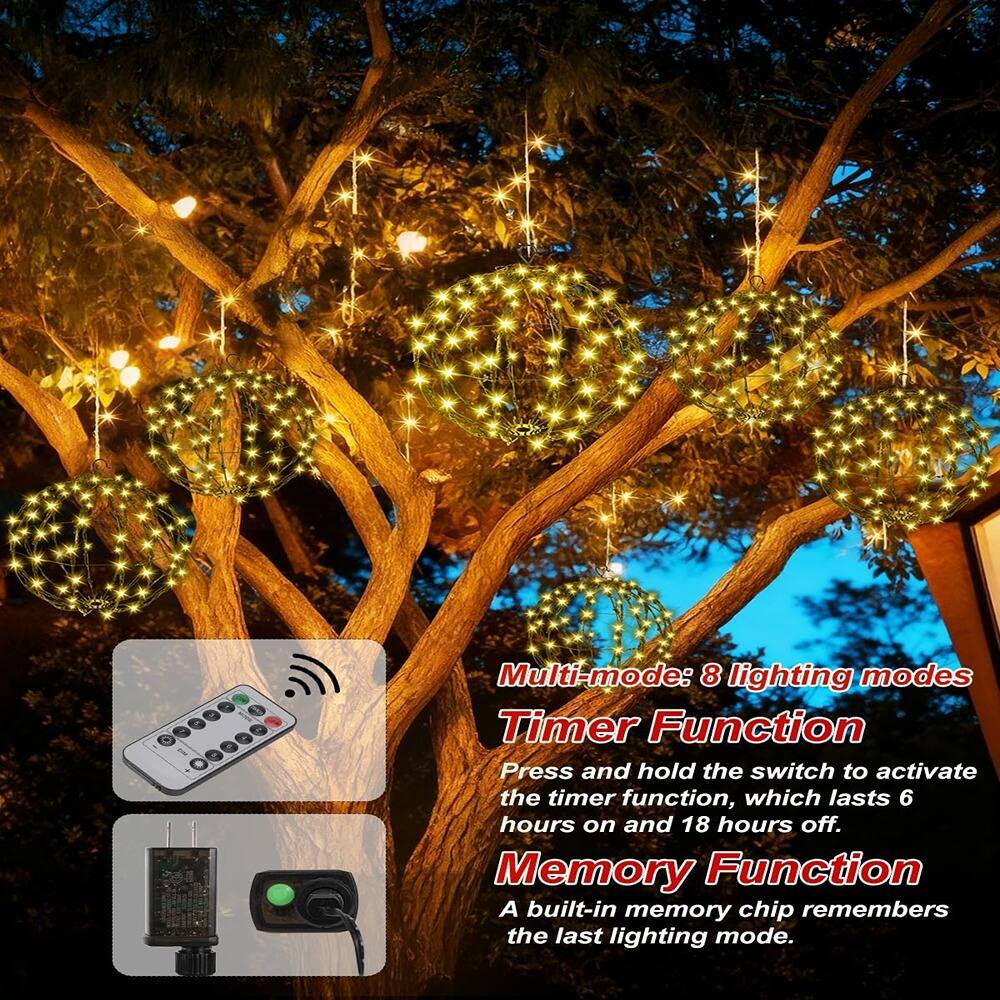 Multi-mode: 8 lighting modes

Timer Function  
Press and hold the switch to activate the timer function, which lasts 6 hours on and 18 hours off.

Memory Function  
A built-in memory chip remembers the last lighting mode.