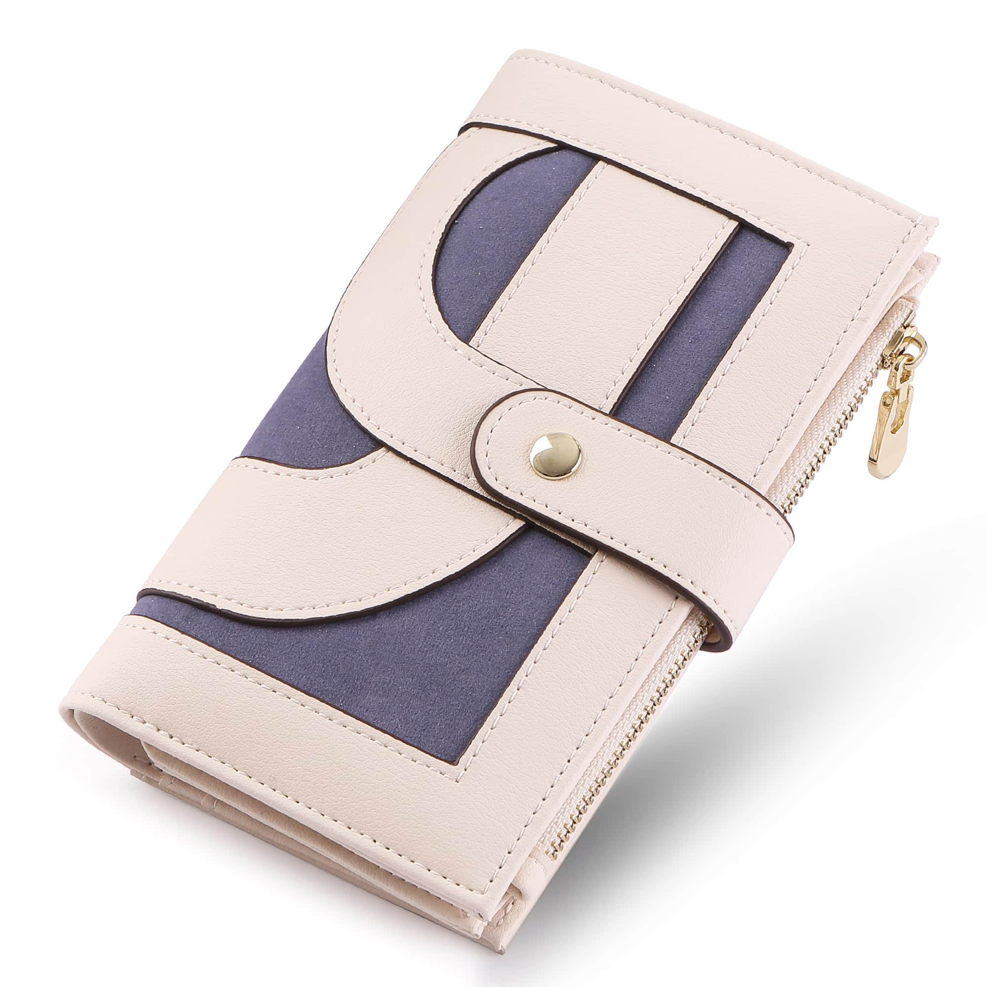 Jadie Link - Wallet Women Rfid Blocking Leather Trifold Clutch Credit Card Holder Ladies Travel Purse Pen Large Capacity Womens - 2Mix Blue