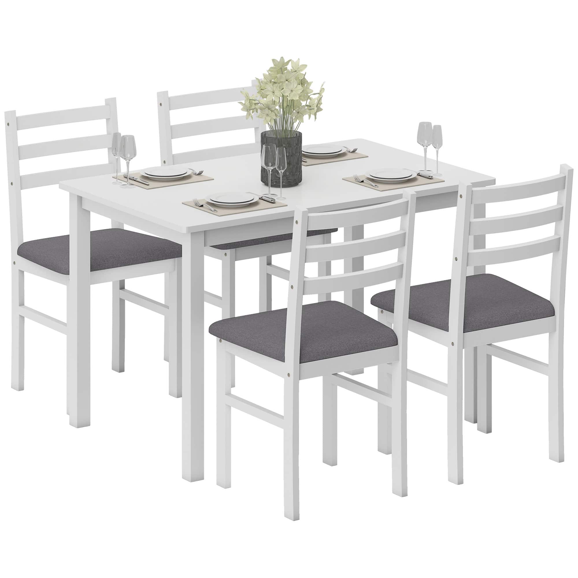 Homcom - Small Kitchen Table Set for 4 - White