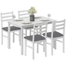 Homcom - Small Kitchen Table Set for 4 - White