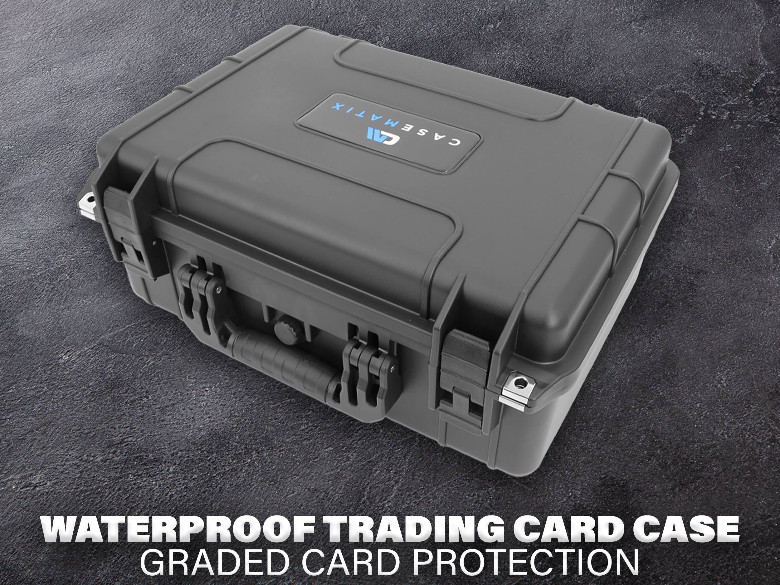CASEMATIX  
CASE WATERPROOF TRADING CARD CASE  
GRADED CARD PROTECTION  

WATERPROOF TRADING CARD CASE  
GRADED CARD PROTECTION