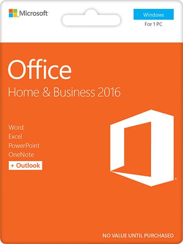  Microsoft - Office Home &amp; Business 2016, 1 PC (Product Key Card)
