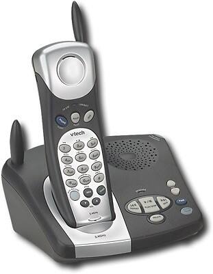 Angle Standard. VTech - 2.4GHz Analog Cordless Phone - Black and silver.