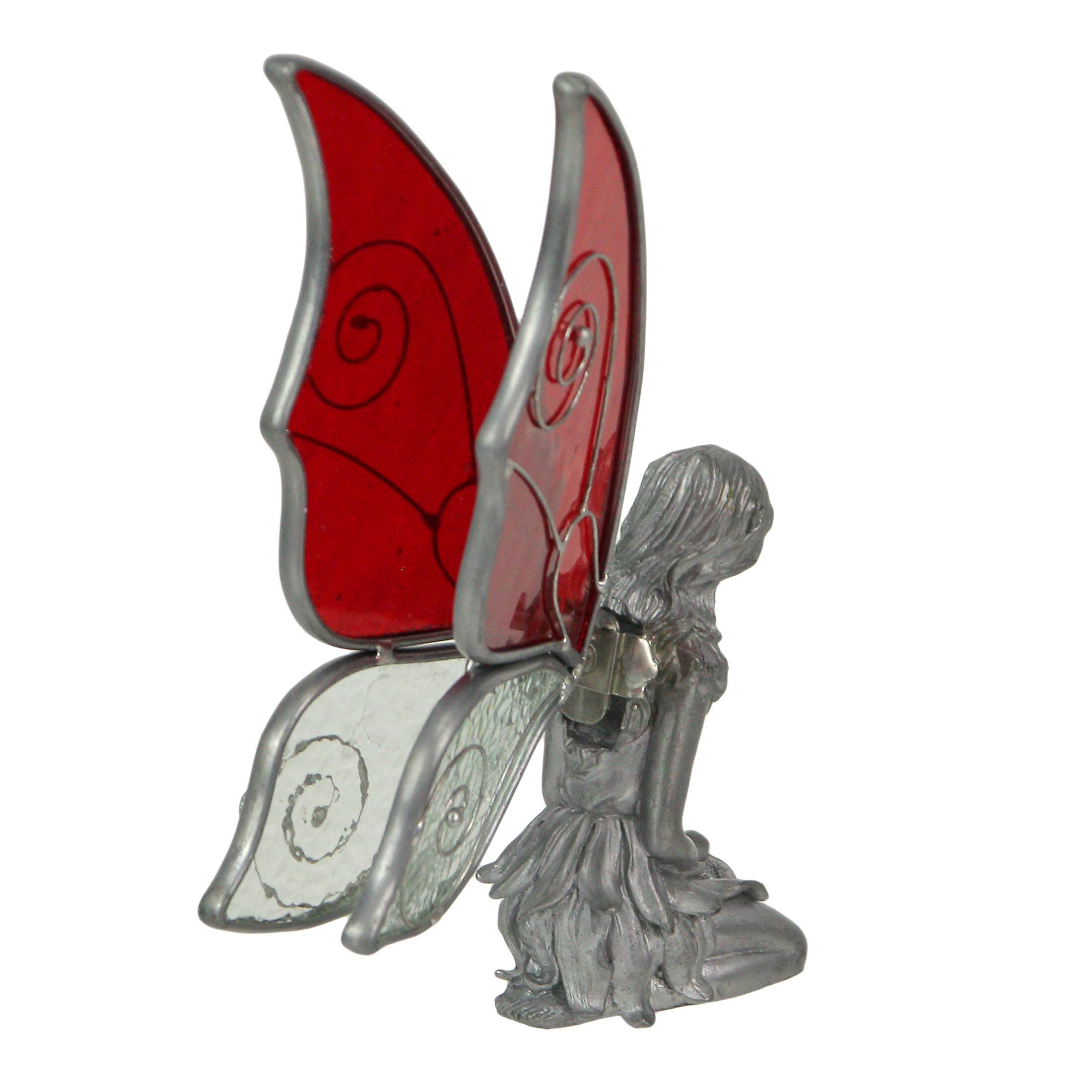 Alt View 7. Things2Die4 - Kneeling Fairy Pewter Figurine Home Decor Mythical Desk Accessories Glass Wings - Pewter.