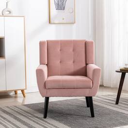 Trinkets Crazed - Modern Soft Velvet Material Ergonomics Accent Chair With Black Legs - Pink