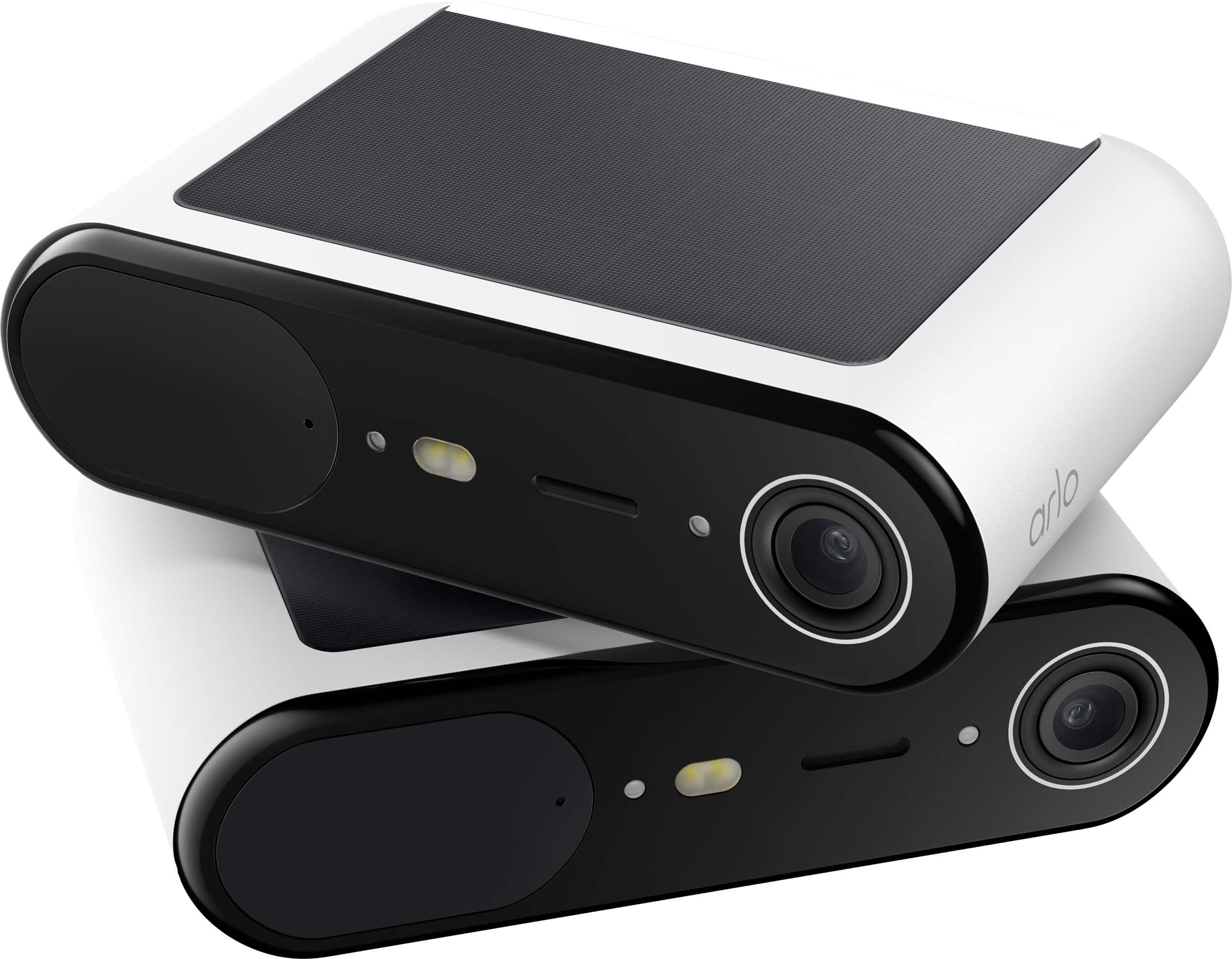 Front. Arlo - Essential Solar Security Camera 2K - Wireless, Solar Powered, 2-Cam - White.