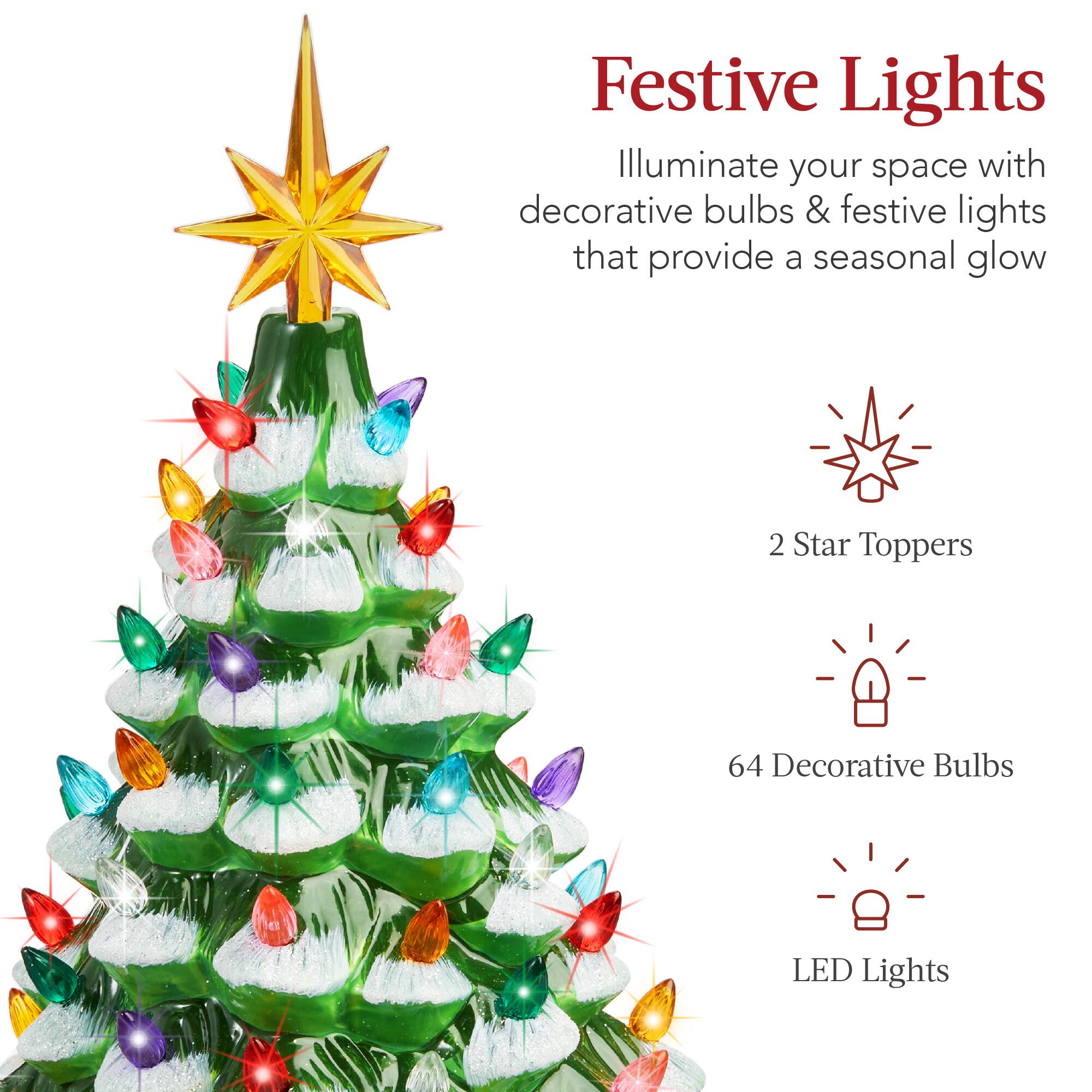 Festive Lights

Illuminate your space with decorative bulbs & festive lights that provide a seasonal glow

2 Star Toppers

64 Decorative Bulbs

LED Lights