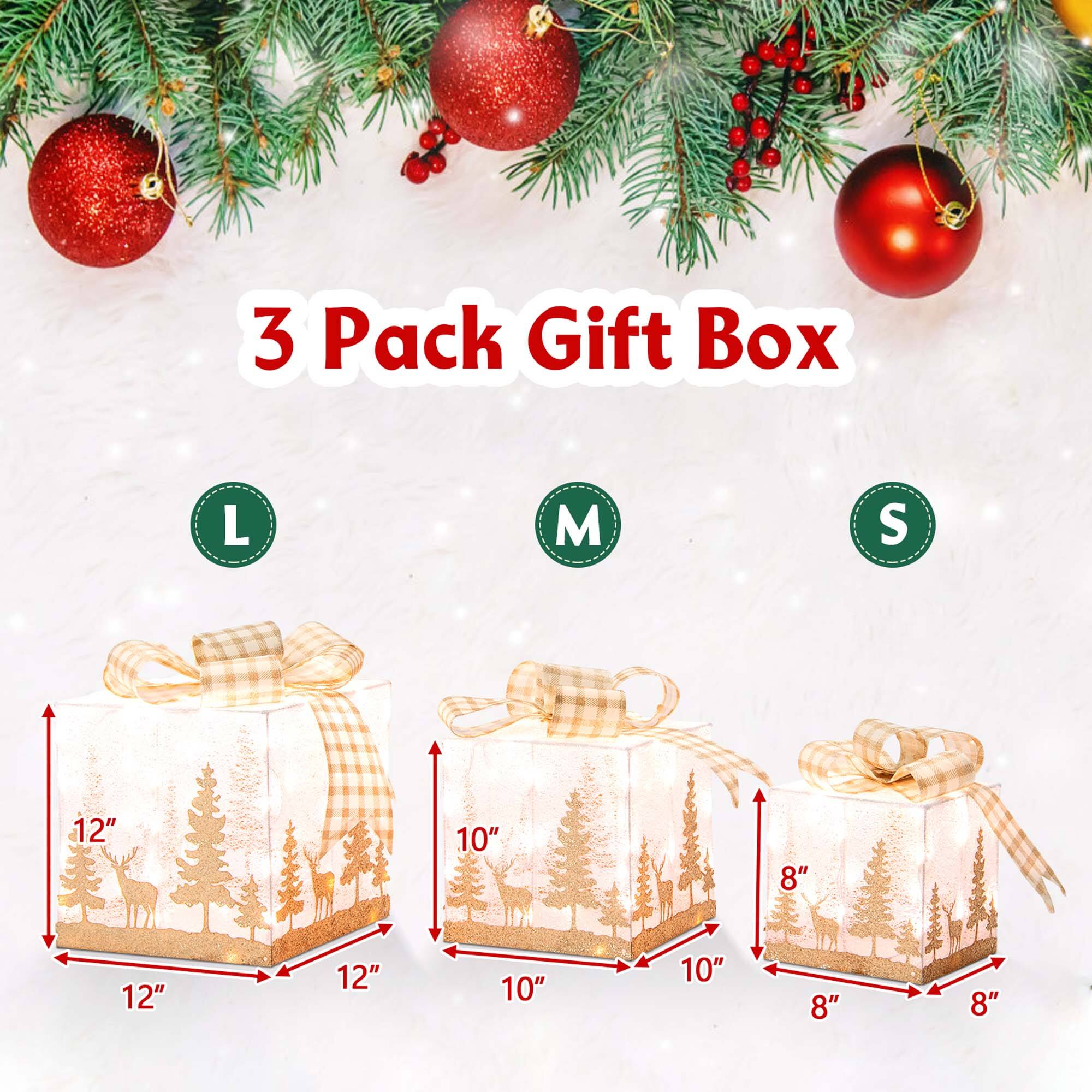 3 Pack Gift Box L M S 12" 10" 8" 12" 10" 10" 8" 8"