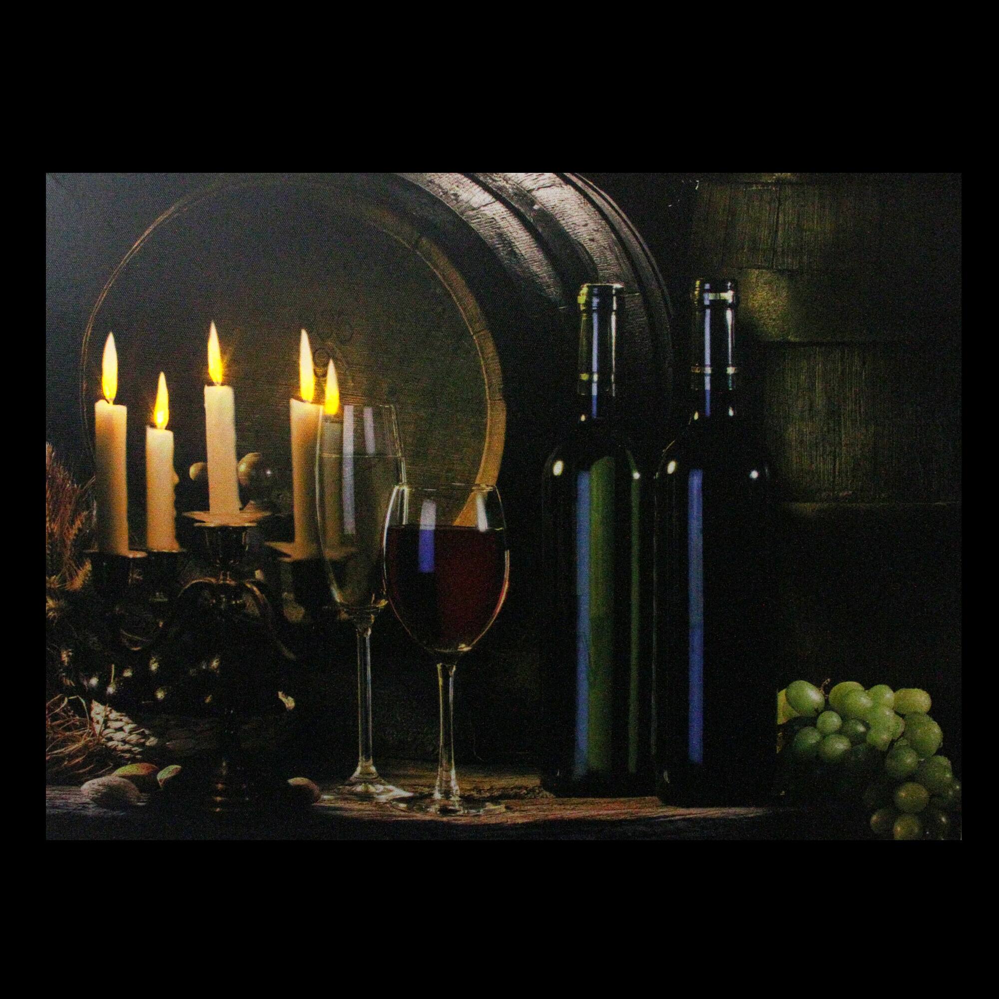 Alt View 1. Northlight - 15.75" LED Lighted Flickering Wine and Candles Canvas Wall Art - Yellow.