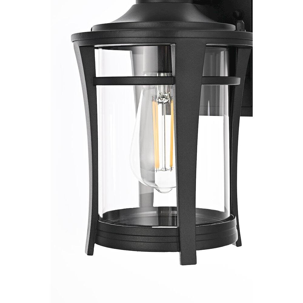 Alt View 2. Elegant Lighting - Artemis 11 inch Outdoor Wall sconce in Black - Black And Clear.
