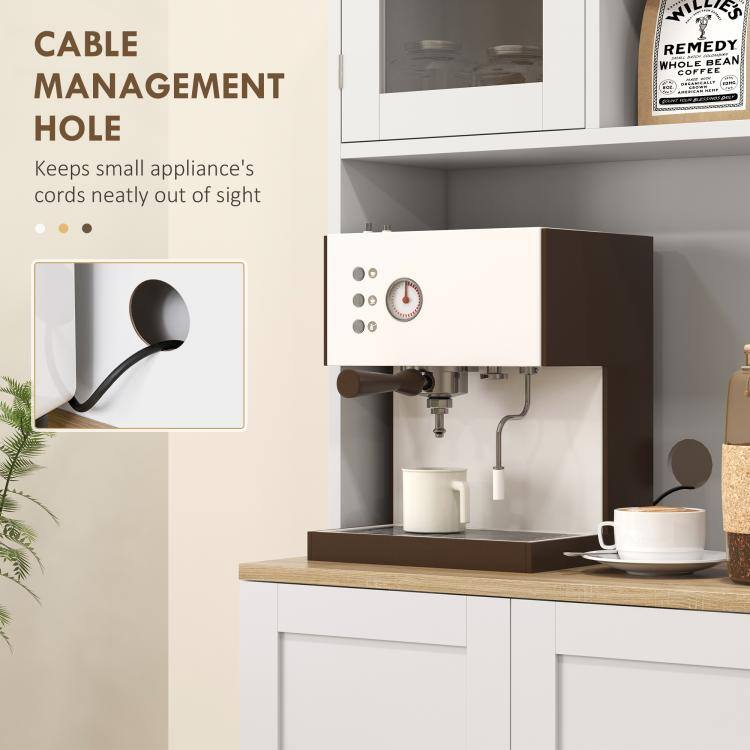 CABLE MANAGEMENT HOLE  
Keeps small appliance's cords neatly out of sight

WILLE'S REMEDY WHOLE BEAN COFFEE  
YOUR ORGANICALLY GROWN AREDICAL KEEP BLESSWOS DILY