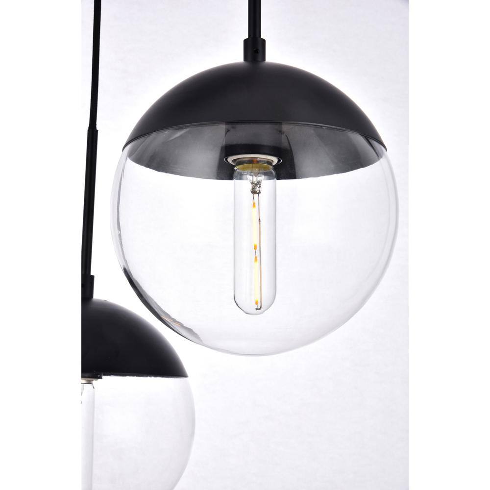 Back. Living District - Eclipse 3 Lights Black Pendant With Clear Glass - Black And Clear.