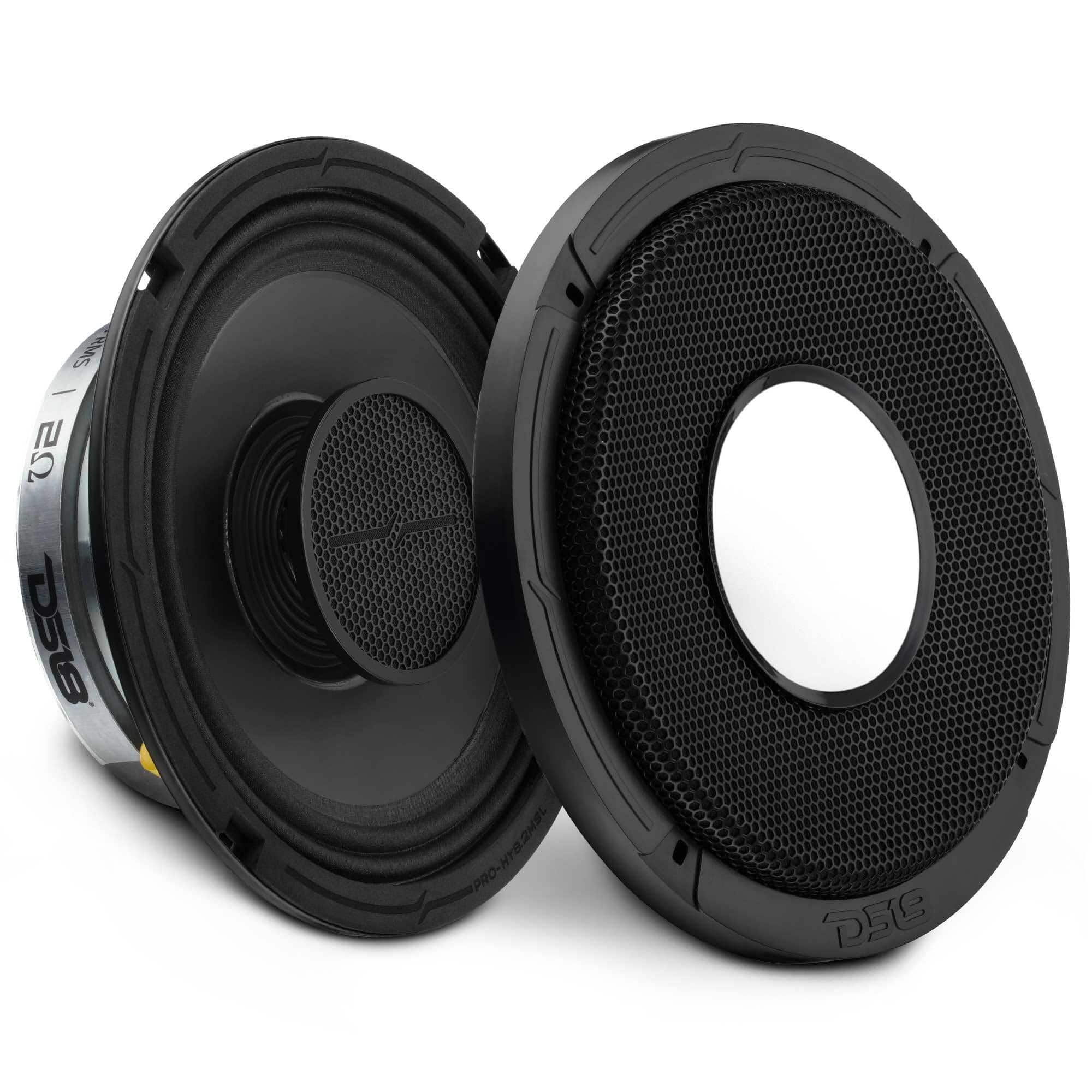 DS18 Audio - PRO-HY 8" 2-way Coaxial Shallow-Mount Speaker with Built-in Driver and Grille, 200W RMS 2-Ohm