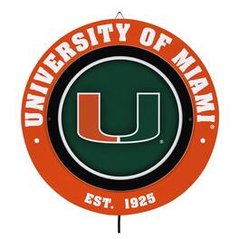Evergreen Enterprises - Miami Hurricanes 15" LED Round Metal Lit Wall Sign - Multicolor
