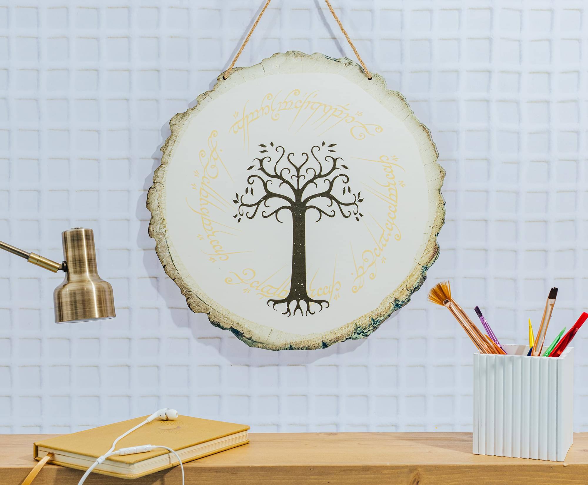 Alt View 2. Silver Buffalo - The Lord Of The Rings White Tree Of Gondor Hanging Wall Sign | 15 x 15 Inches - Multi-Colored.
