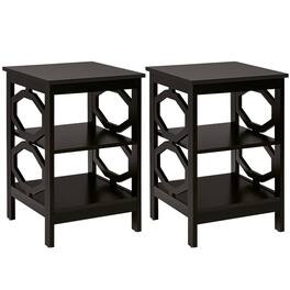 Sugift - 2 Pieces 3-Tier Nightstand Sofa Side End Table with Storage Display Shelf - Dark Brown