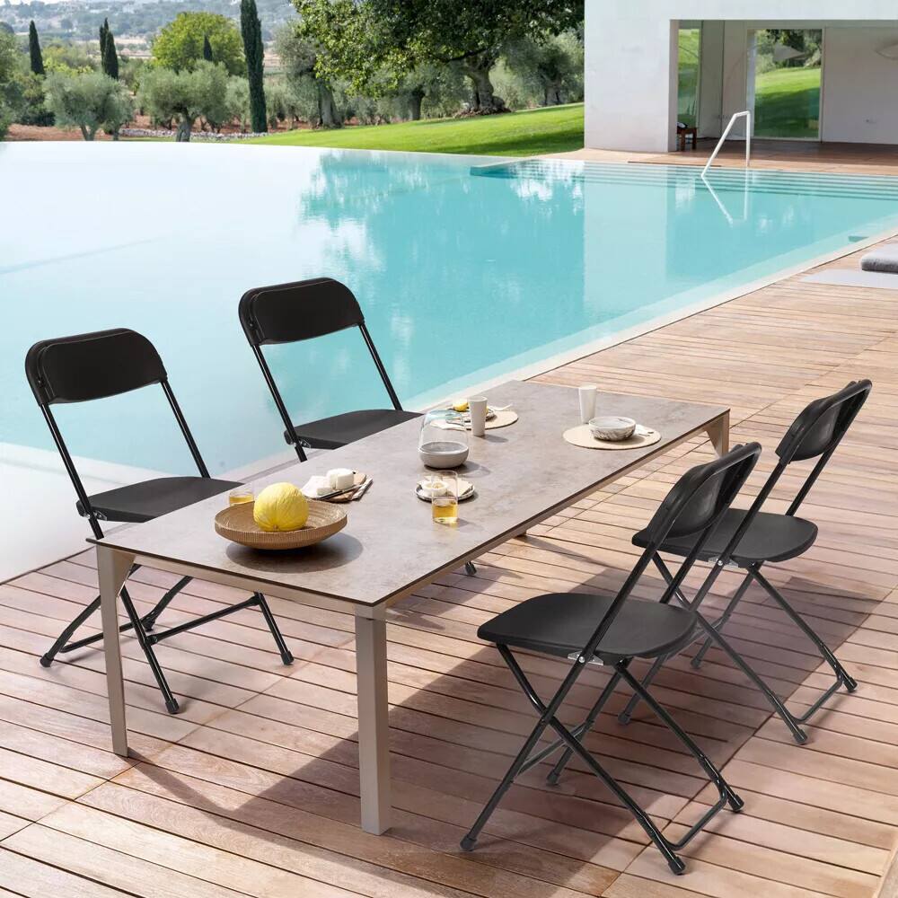 Alt View 7. Essen Blissed - 10 PCS Plastic Folding Chair, Folding Chair for Wedding Party Outdoor Indoor, Stackable Folding Chairs Black - Black.