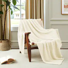Peace Nest - 50"x60" Chunky Knit Throw Blanket Warm Comfort Woven Blanket - Cream