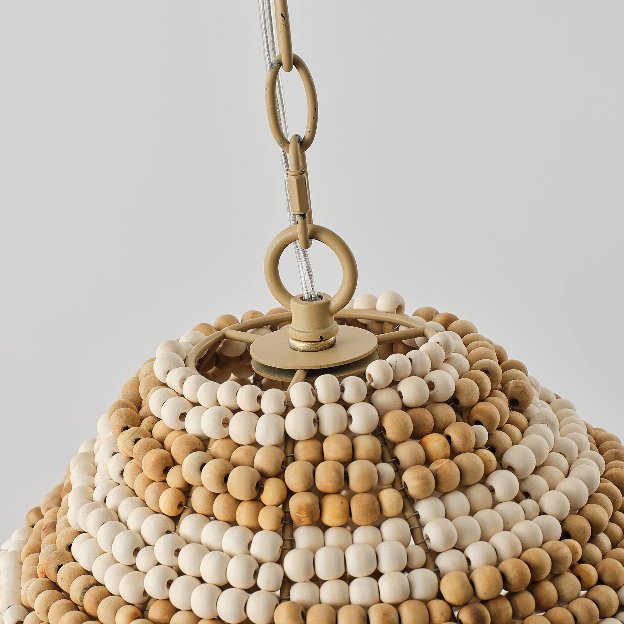 Alt View 9. Parrot Uncle - 15.7" Boho Wood Beaded 2-Light Adjustable Pendant Light for Dining Room and Kitchen Island - Natural.