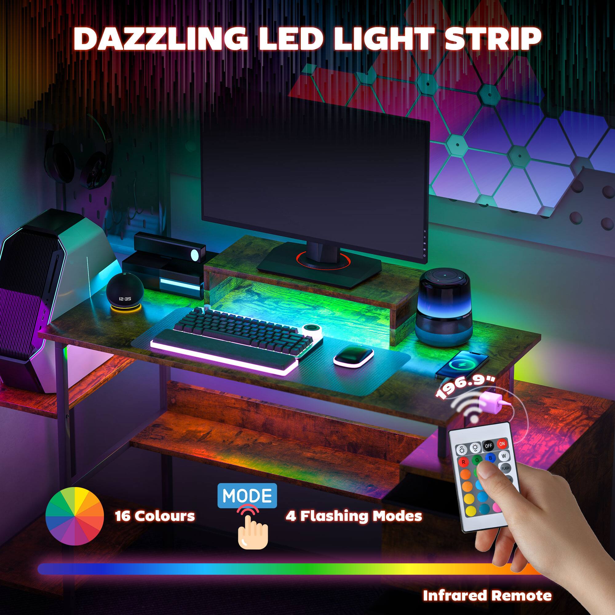 DAZZLING LED LIGHT STRIP - MODE 16 Colours 4 Flashing Modes - Infrared Remote