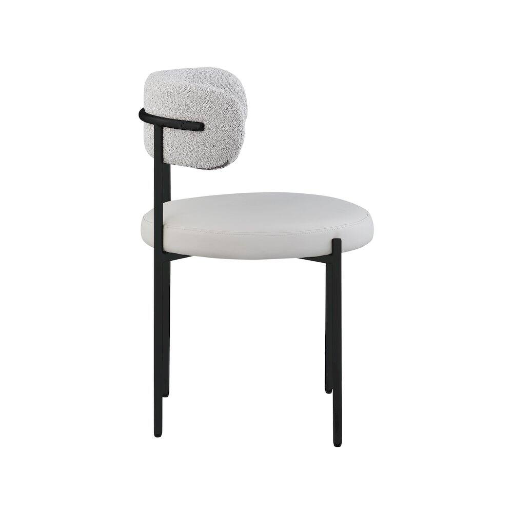 Alt View 3. Meridian Furniture - Beacon Taupe Vegan Leather and Boucle Fabric Dining Chair, Set of 2 - Brown.