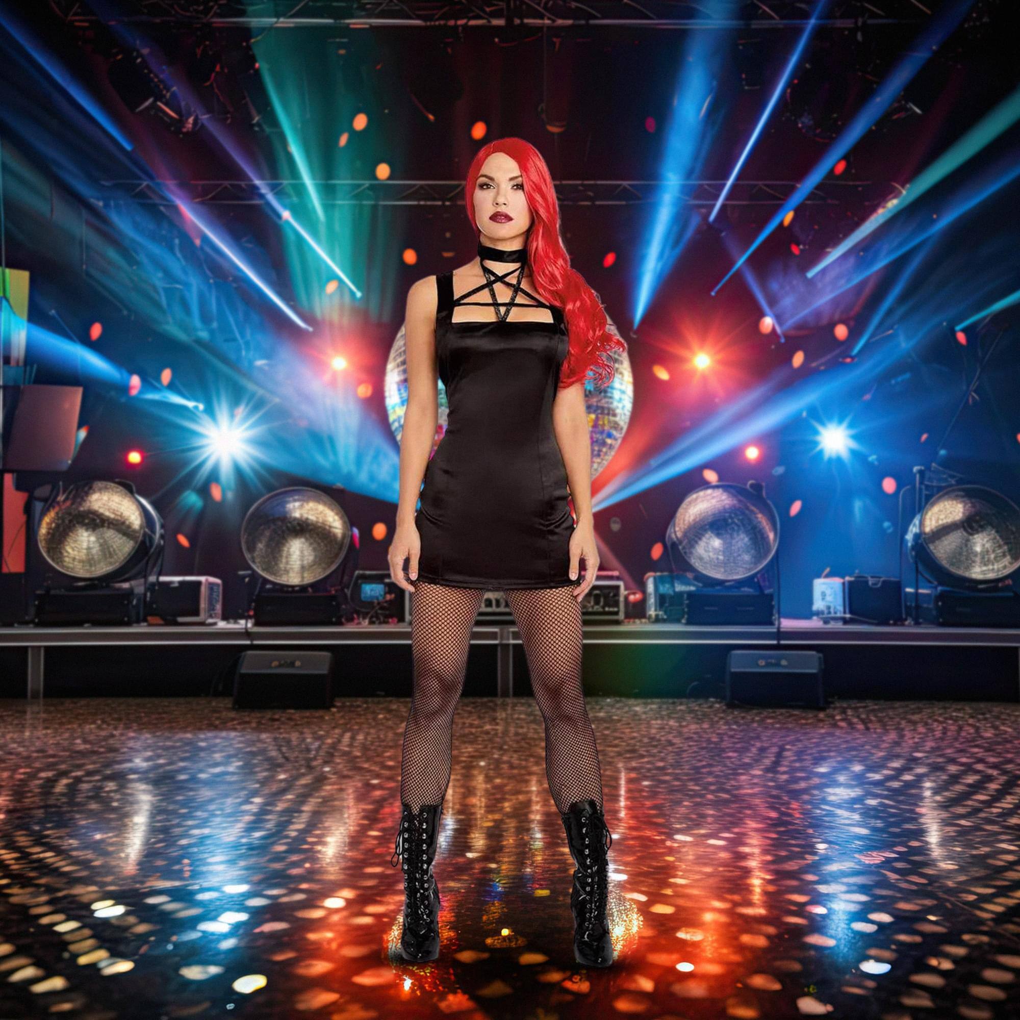 Alt View 2. Dreamgirl - Pentagram Women's Costume Dress | Medium - Black.