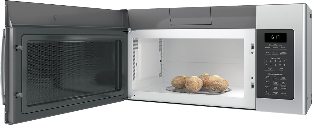 Alt View 18. GE - 1.7 Cu. Ft. Over-the-Range Microwave - Stainless steel.