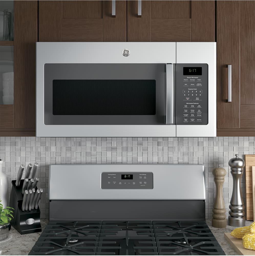 Alt View 15. GE - 1.7 Cu. Ft. Over-the-Range Microwave - Stainless steel.