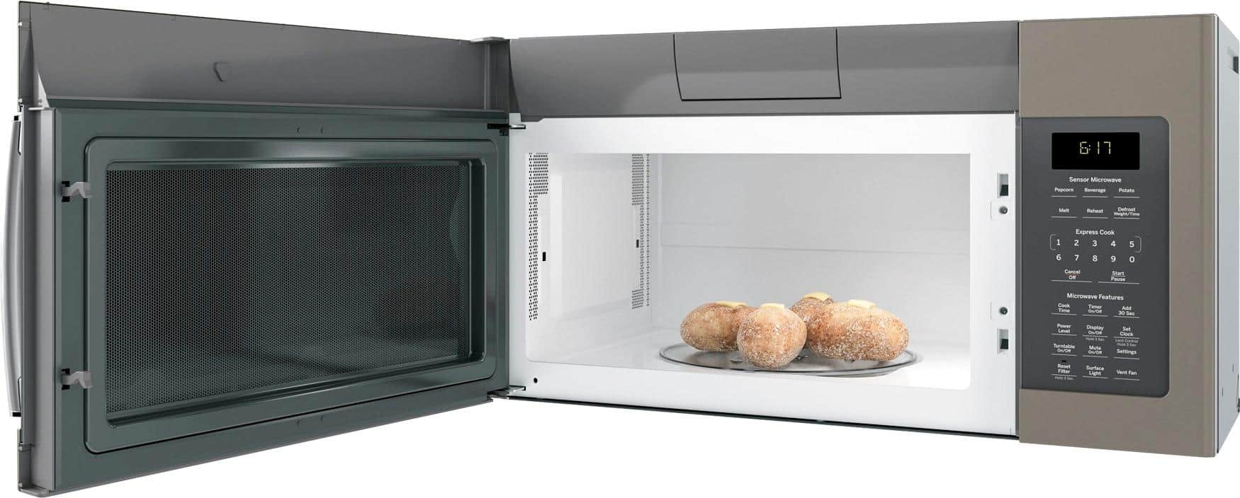 Alt View 15. GE - 1.7 Cu. Ft. Over-the-Range Microwave - Slate.
