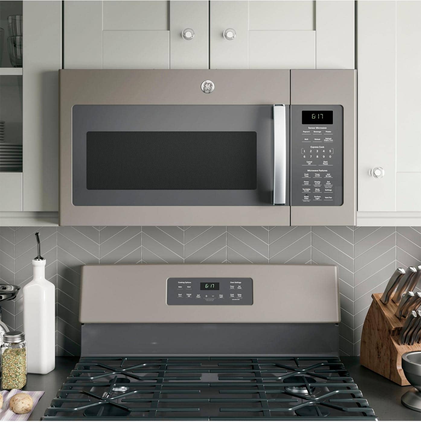 Alt View 12. GE - 1.7 Cu. Ft. Over-the-Range Microwave - Slate.