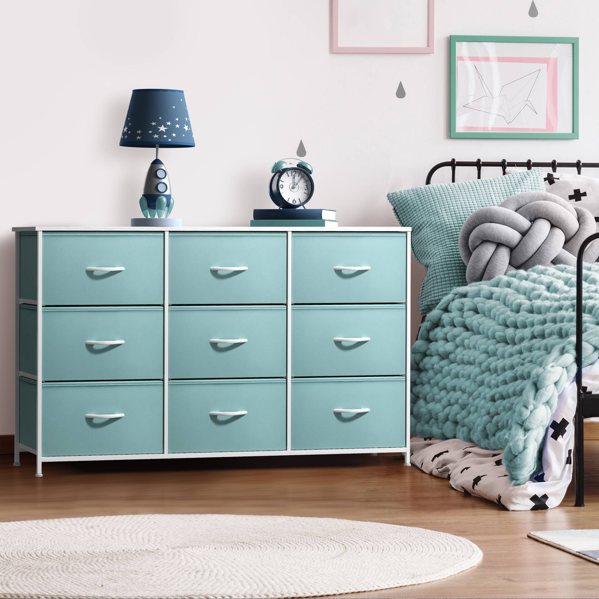 Alt View 1. Sorbus - Sorbus Kids Dresser with 9 Drawers - Storage Unit Organizer Chest for Clothes - Bedroom, Kids Room, Nursery, & Closet - Aqua.