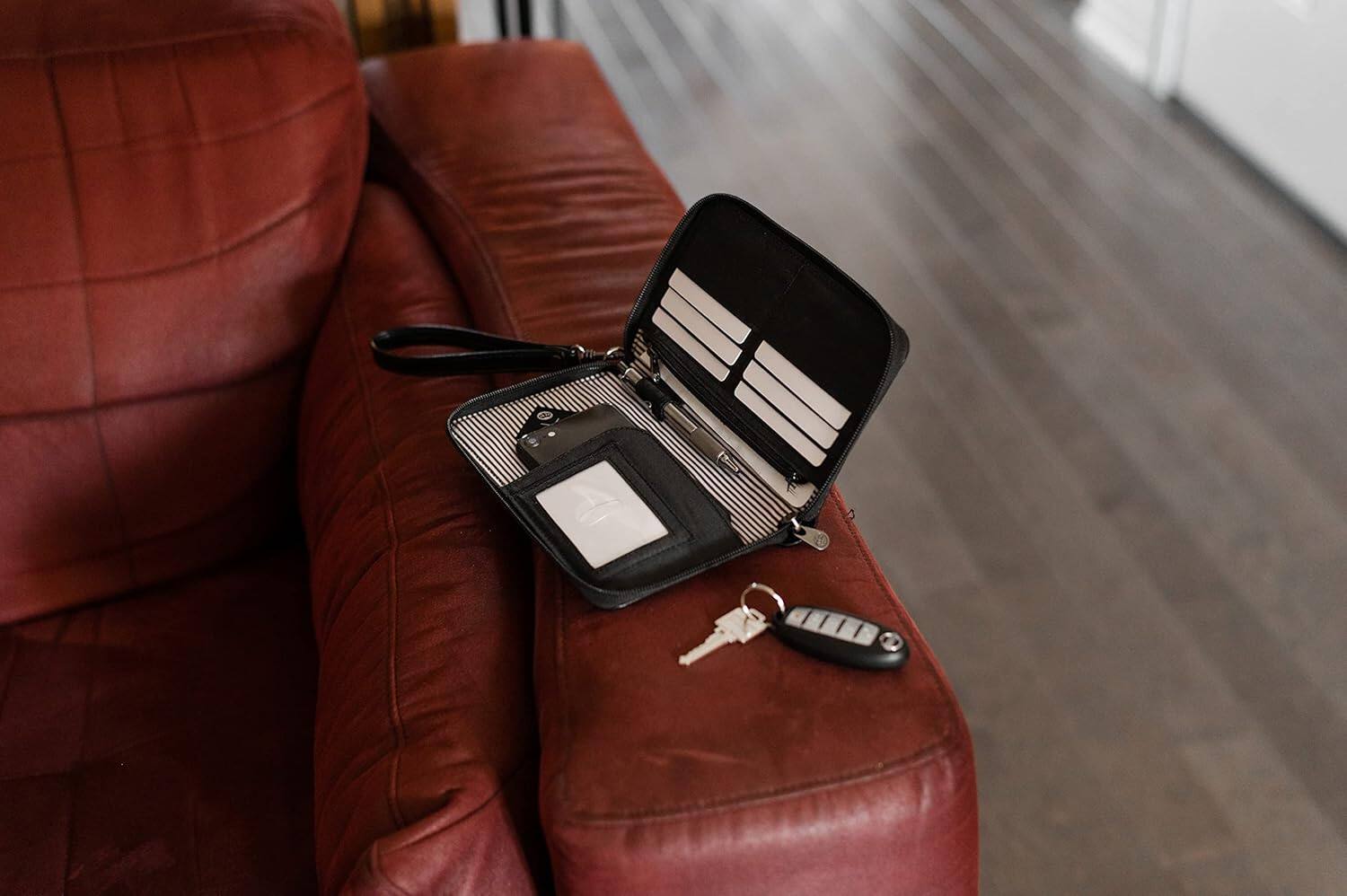 Alt View 4. PKG - Victoria Zippered Wallet - Black.