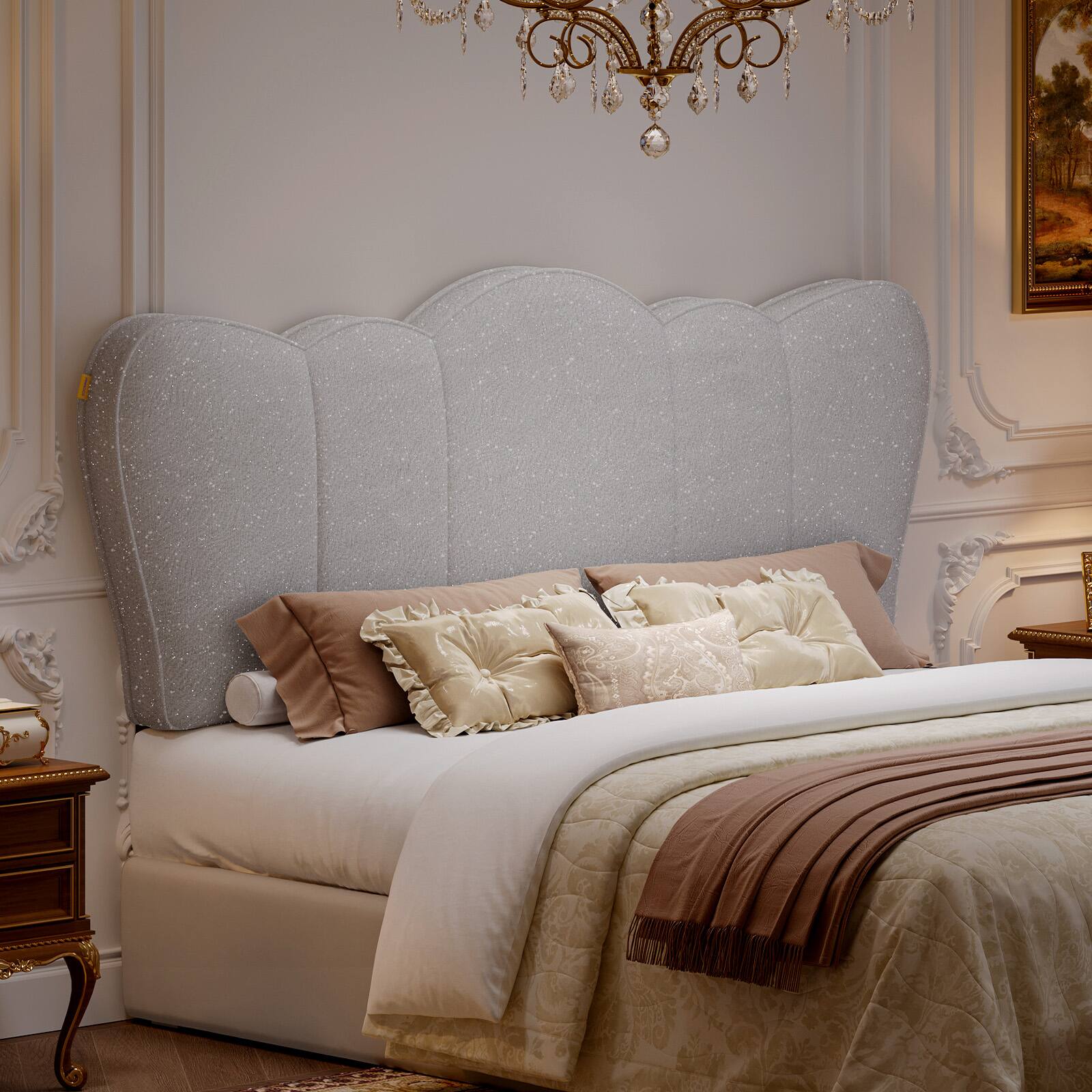 Left. Pinmoco - Upholstered Headboard Ergonomic Fabric Headboard Suitable for 8-14 inch Mattress - Sliver-Grey.