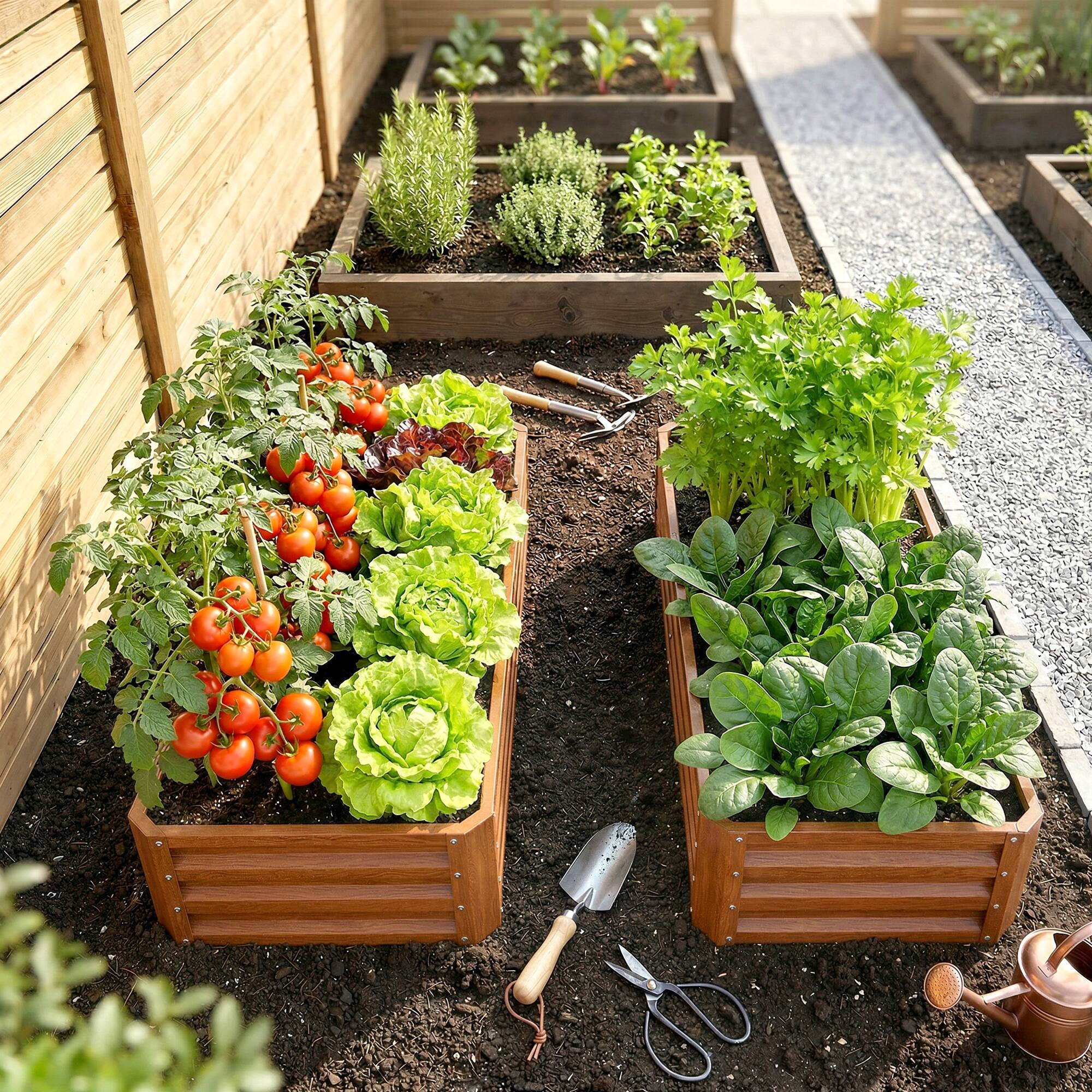 Alt View 8. Outsunny - Raised Garden Bed, 4' x 2' x 1' Metal Planter Box, for Growing Vegetables, Flowers, Herbs - Brown.