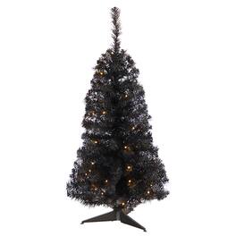 BreeBe - 3’ Artificial Christmas Tree with 50 LED Lights 118 - Black
