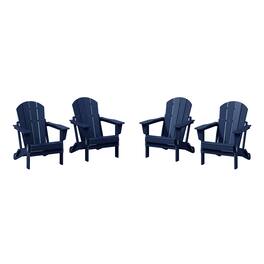WestinTrends - Malibu Outdoor HDPE Folding Poly Adirondack Chairs (Set of 4) - Navy Blue