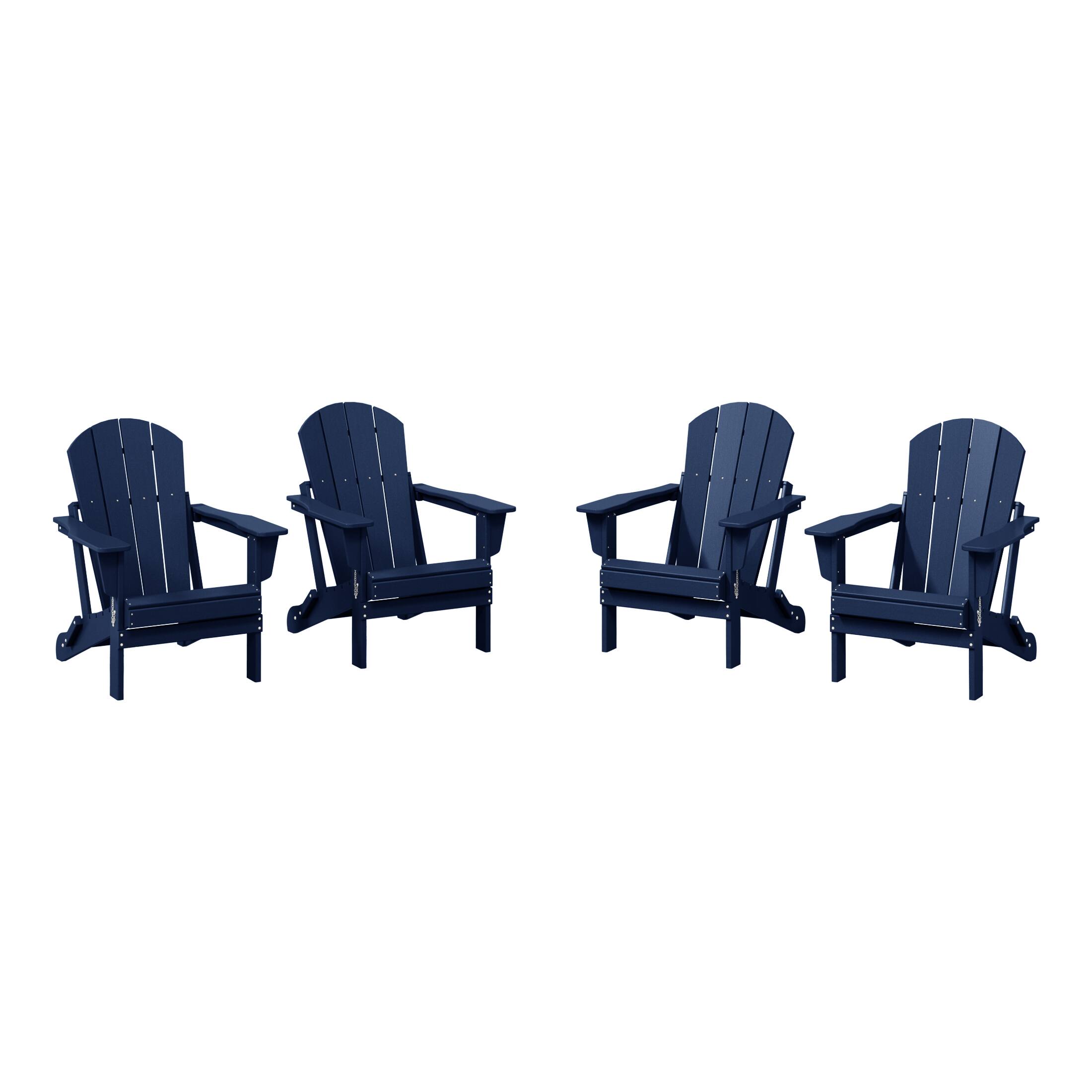 Front. WestinTrends - WestinTrends Malibu Outdoor HDPE Folding Poly Adirondack Chairs (Set of 4) - Navy Blue.