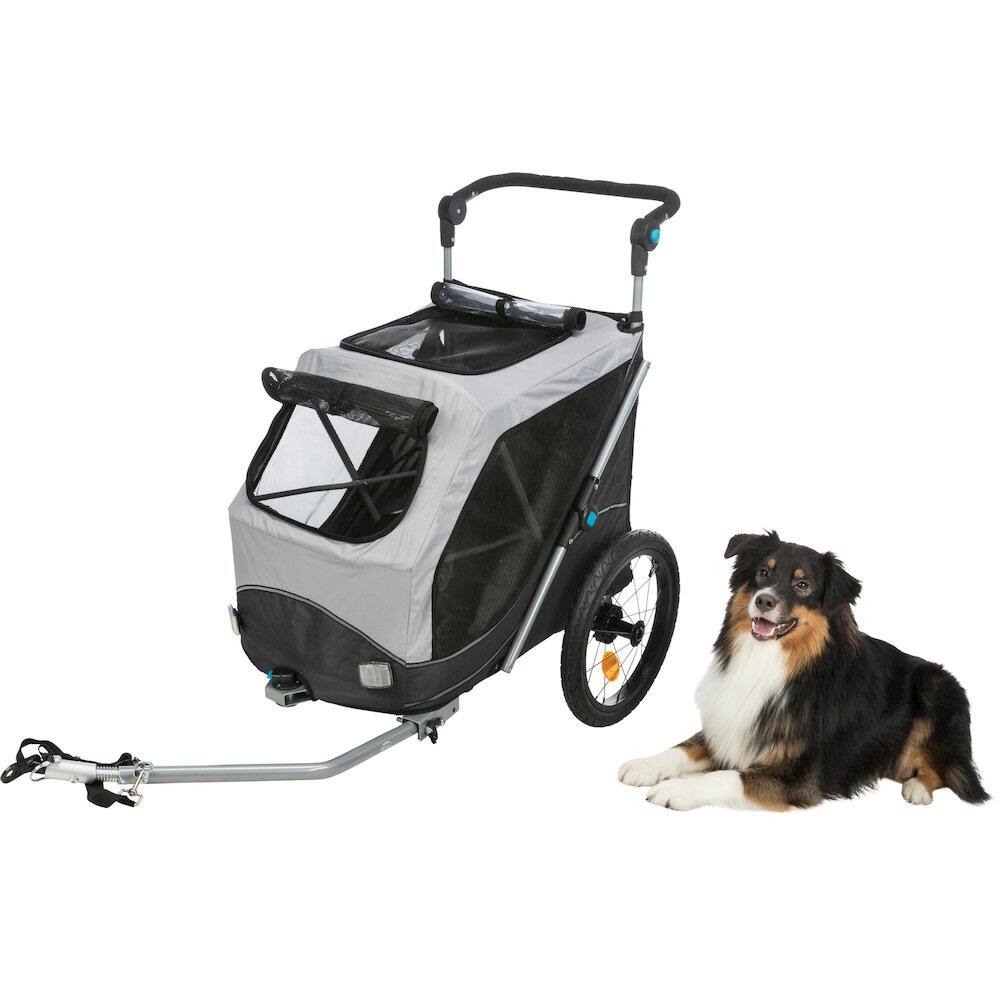 Alt View 1. TRIXIE - Quick-Fold Dog Bike Trailer, Carrier for Small Dogs up to 48 lbs, Gray - Silver/Black.