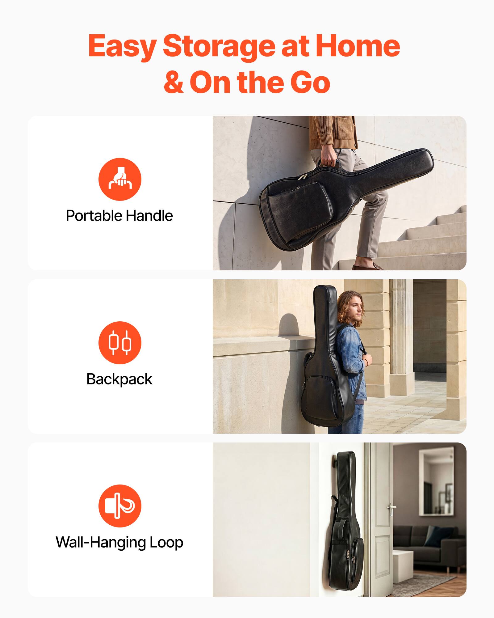 Easy Storage at Home & On the Go

- Portable Handle
- Backpack
- Wall-Hanging Loop