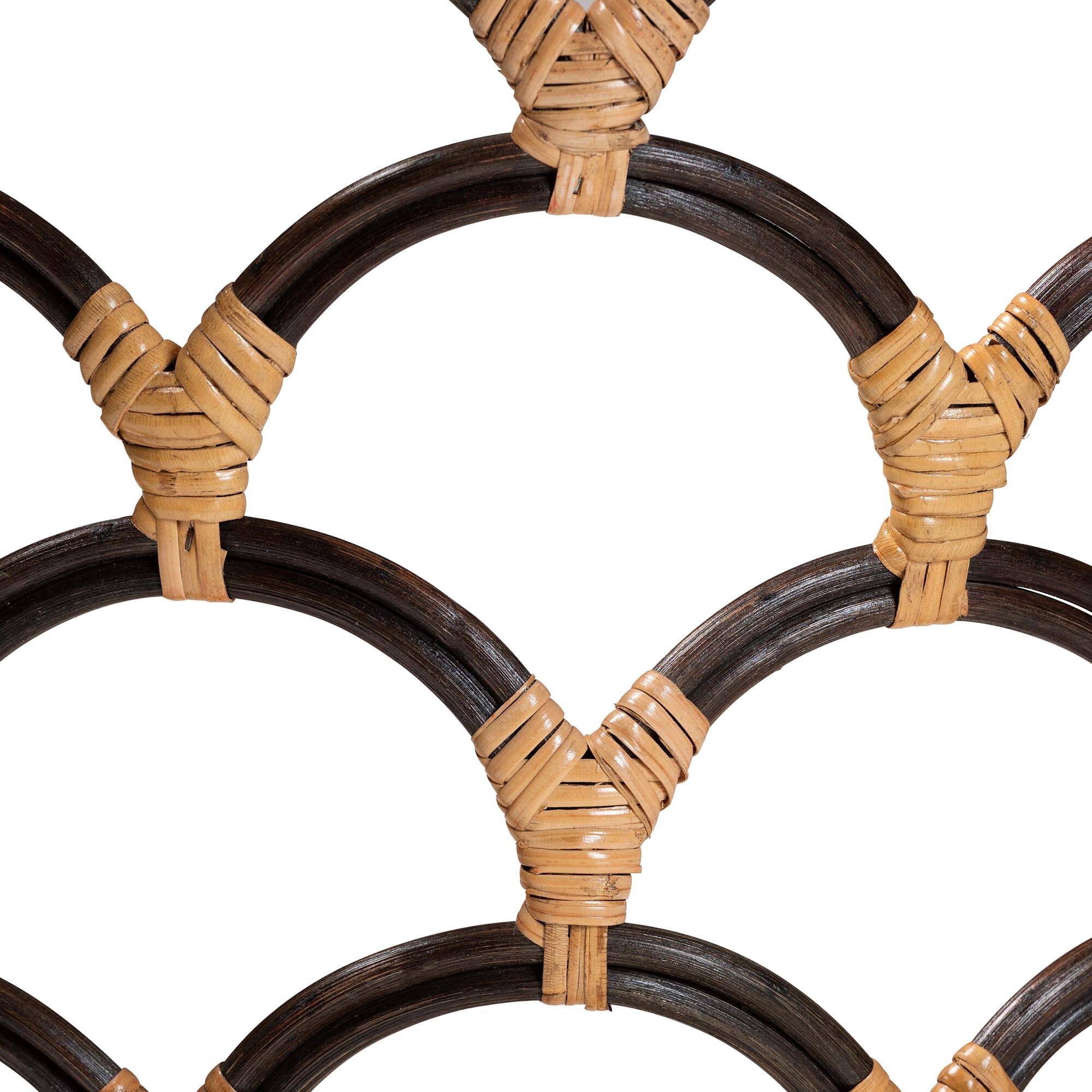 Alt View 3. bali & pari - Veneto Natural Rattan Dining Chair with Scalloped Back - Light Honey/Dark Brown.
