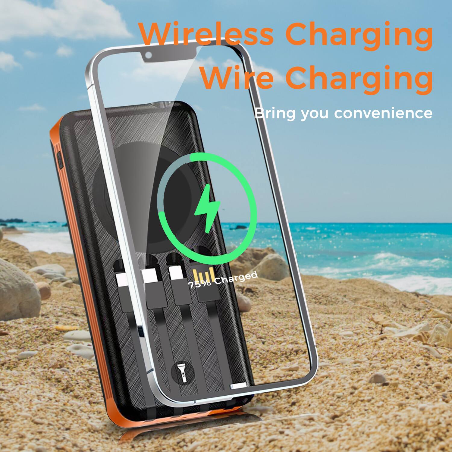 Wireless Charging, Wire Charging, Bring you convenience, 75% Charged