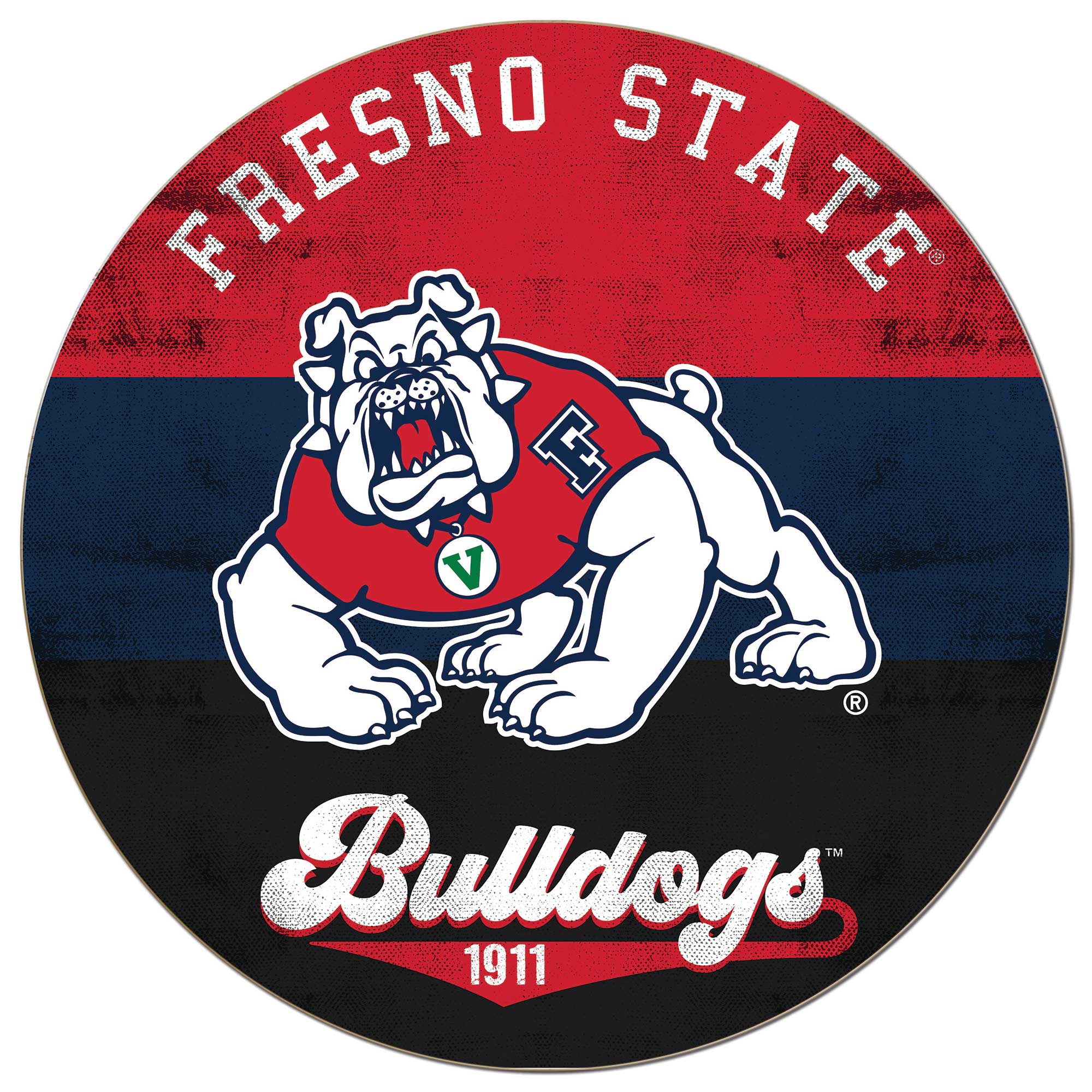 Fresno State Bulldogs 20'' x 20'' Retro Logo Circle Sign